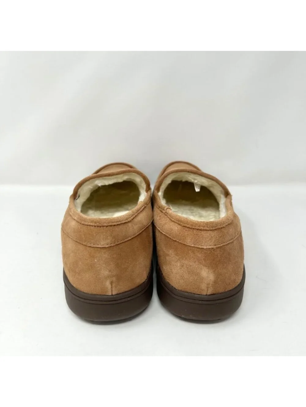 Vionic Gustavo Slippers Toffee Brown Suede Men's Size 12 Faux Shearling Comfort